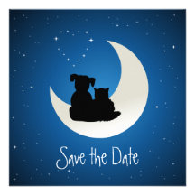 Gato y perro del dibujo animado - ahorre la invita