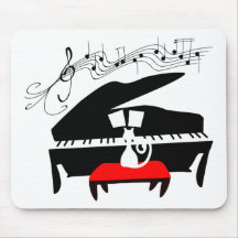 Gato y piano alfombrillas de ratón