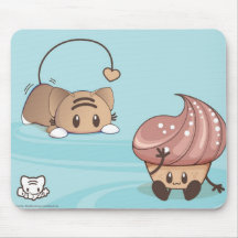 Gato y torta Mousepad. de Kawaii Alfombrilla De Raton