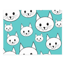 Gatos blancos en color de la turquesa postal