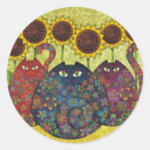 gatos con los girasoles etiquetas  