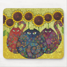 gatos con los girasoles tapete de raton