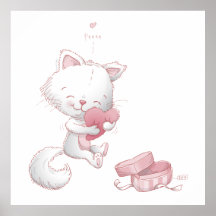 Gatos de la tarjeta del día de San Valentín Posters