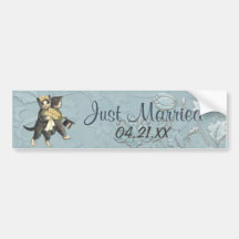Gatos del boda etiqueta de parachoque