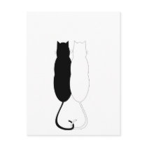 Gatos del ébano y de la marfil tarjetas postales