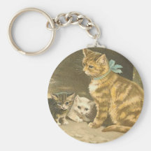 Gatos del vintage llavero personalizado