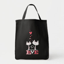 Gatos en tarjeta del día de San Valentín linda del Bolsas De Mano