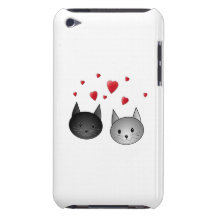 Gatos negros y grises lindos, con los corazones iPod touch Case-Mate cárcasas