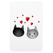 Gatos negros y grises lindos, con los corazones imanes rectangulares