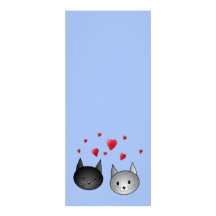 Gatos negros y grises lindos, con los corazones invitaciones personales 