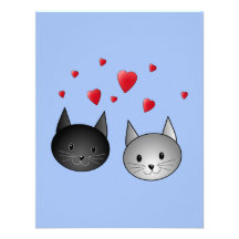 Gatos negros y grises lindos, con los corazones comunicados personalizados