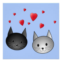 Gatos negros y grises lindos, con los corazones anuncios personalizados