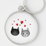 Gatos negros y grises lindos, con los corazones llaveros