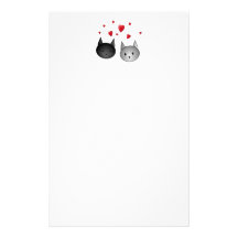 Gatos negros y grises lindos, con los corazones  papeleria de diseño