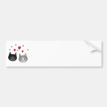 Gatos negros y grises lindos, con los corazones etiqueta de parachoque