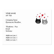 Gatos negros y grises lindos, con los corazones plantillas de tarjeta de negocio