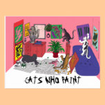 Gatos que pintan, arte chistoso de la pintura de l tarjetas postales