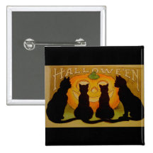 Gatos y Jack O'Lantern de Halloween del vintage Pins
