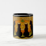 Gatos y Jack O'Lantern de Halloween del vintage Taza