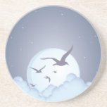 Gaviotas en la púrpura de la noche posavasos cerveza