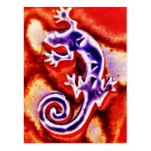 Gecko anaranjado púrpura azul enrrollado del lagar postales