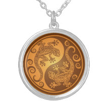 Geckos de Brown Yin Yang Pendiente