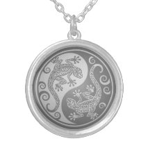Geckos de Yin Yang, efecto del acero inoxidable Joyeria