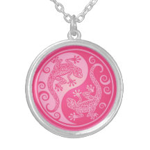 Geckos rosados de Yin Yang Collares Personalizados