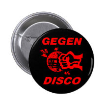 Gegen Disco (rot auf schwarz) Anstecknadel