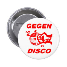 Gegen Disco (rot auf weiss) Anstecknadelbuttons