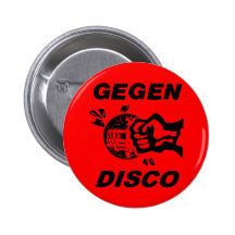 Gegen Disco (schwarz auf rot) Buttons