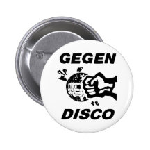 Gegen Disco (schwarz auf weiss) Anstecknadelbuttons