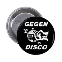 Gegen Disco (weiss auf schwarz) Anstecknadel