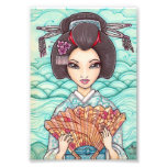 Geisha en la impresión azul del arte de Ukiyoe del Fotografías