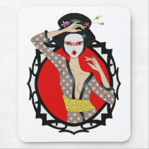 Geisha Mousepad de la flor Tapetes De Ratón