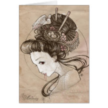 Geisha Notecard del zombi Tarjeton