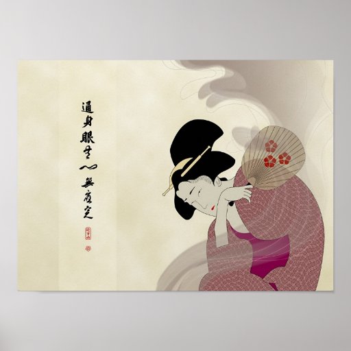 Geisha que aviva humo impresiones