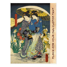 Geishas clásicos del ukiyo-e dos del vintage con e tarjetas postales