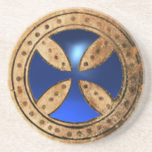 Gema azul CRUZADA ANTIGUA del zafiro de TEMPLAR Posavasos Diseño