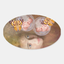 Gemelos del bebé o del chica calcomanía de oval