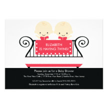 Gemelos elegantes en ROJO de la invitación de la f