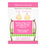 Gemelos en invitaciones rosadas del pesebre comunicado personal  