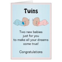 Gemelos recién nacidos del bebé felicitaciones