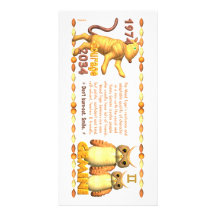 Géminis llevados zodiaco 1974 de WoodTiger de Valx Tarjetas Fotográficas Personalizadas