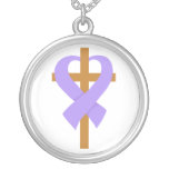General Cancer Cross Heart Ribbon Colgante Personalizado