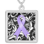 General Cancer Ribbon Deco Floral Noir Joyeria Personalizada