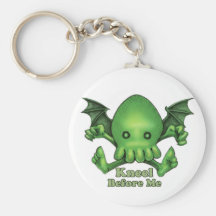 Genuflexión linda de Cthulhu Chibi antes de mí Llavero Personalizado