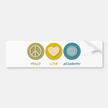 Geografía del amor de la paz etiqueta de parachoque