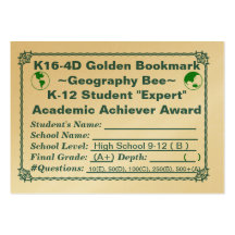 ~Geography de oro Bee~ HS 100ct de la señal de K16 Plantilla De Tarjeta De Negocio