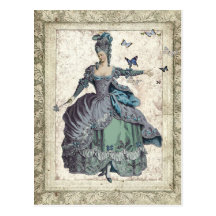 Georgian Lady with Butterflies Wenskaarten